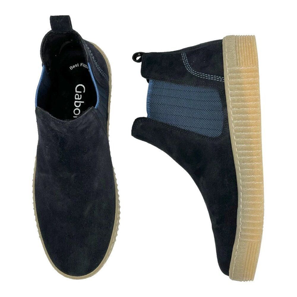 Gabor 33.731 Lourdes Navy Leather Suede Chelsea Booties Women UK 6  Ankle Boots